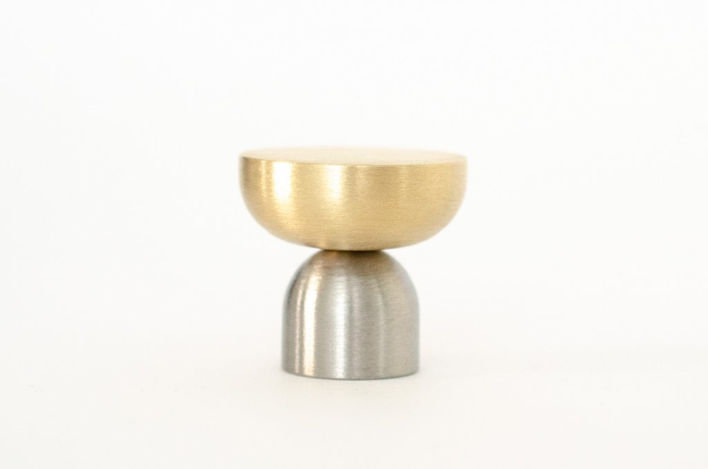 Brass and Nickel " Raised Bowl" Round Cabinet Knob and Hook - Euro • Knobs