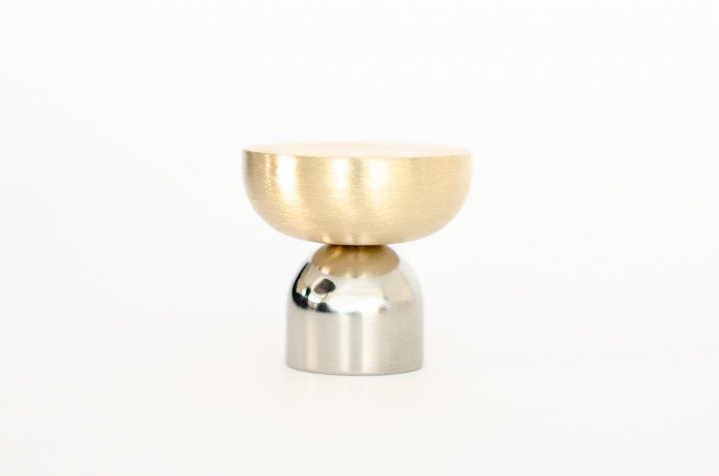 Brass and Nickel " Raised Bowl" Round Cabinet Knob and Hook - Euro • Knobs