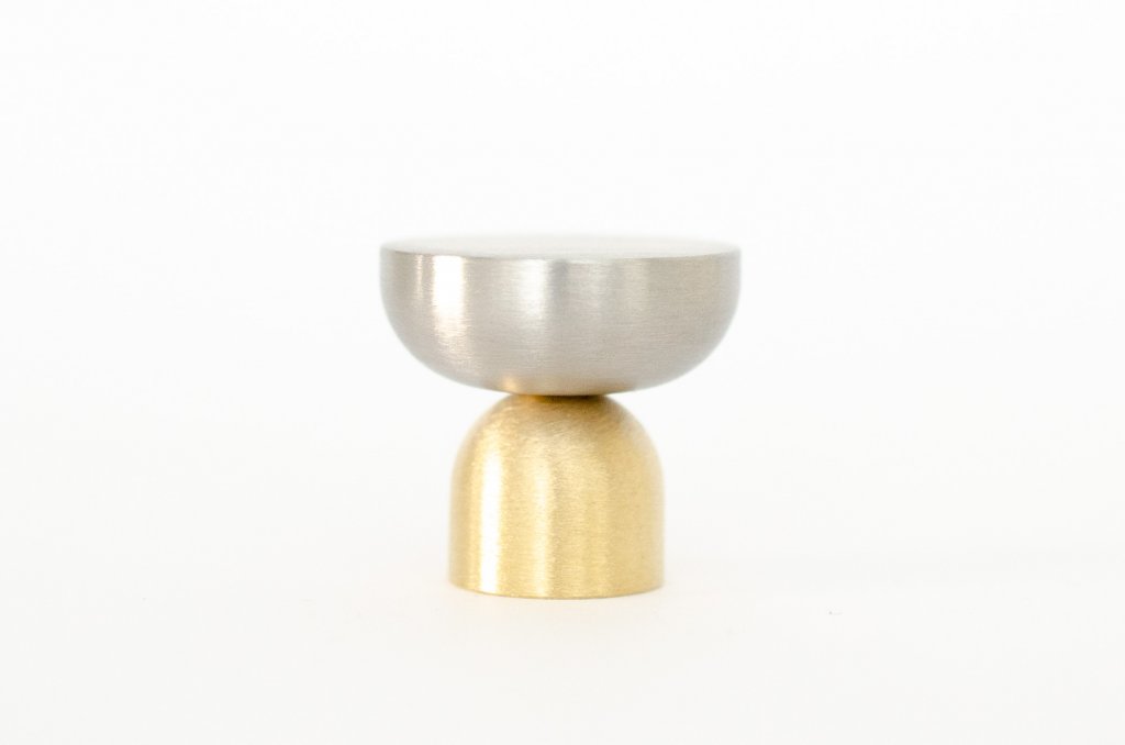 Brass and Nickel " Raised Bowl" Round Cabinet Knob and Hook - Euro • Knobs