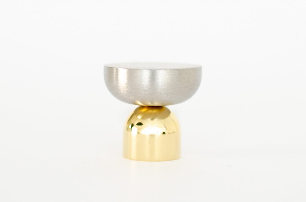 Brass and Nickel " Raised Bowl" Round Cabinet Knob and Hook - Euro • Knobs