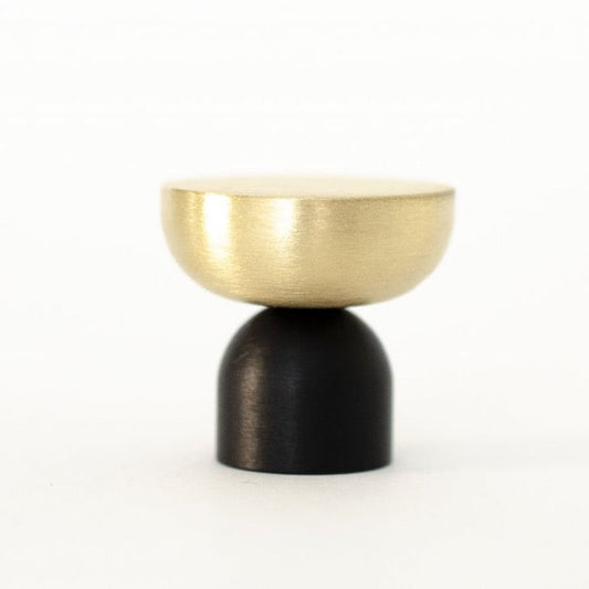 Brass and Black "Raised Bowl" Round Cabinet Knob and Hook - Euro • Knobs