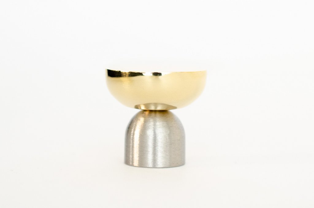 Brass and Nickel " Raised Bowl" Round Cabinet Knob and Hook - Euro • Knobs