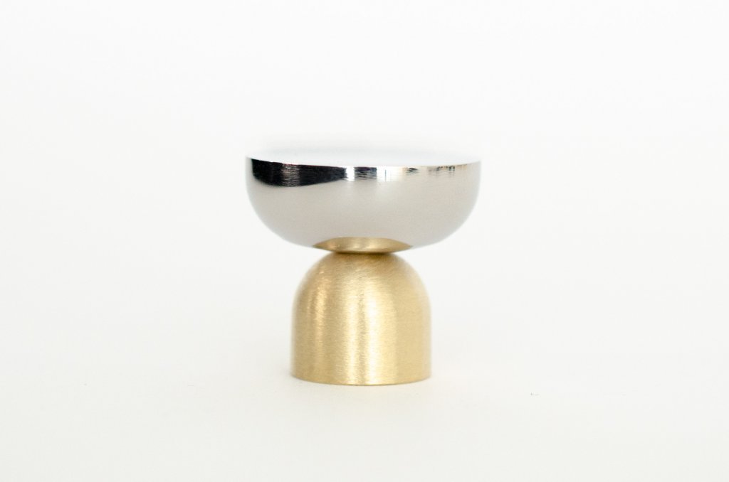 Brass and Nickel " Raised Bowl" Round Cabinet Knob and Hook - Euro • Knobs