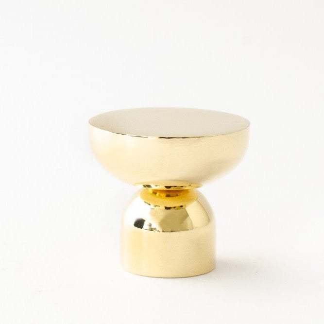 Unlacquered Polished Brass "Raised Bowl" Round Cabinet Knob and Hook - Euro • Knobs