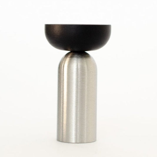 Nickel and Black "Pedestal Bowl" Round Cabinet Knob and Hook - Euro • Knobs