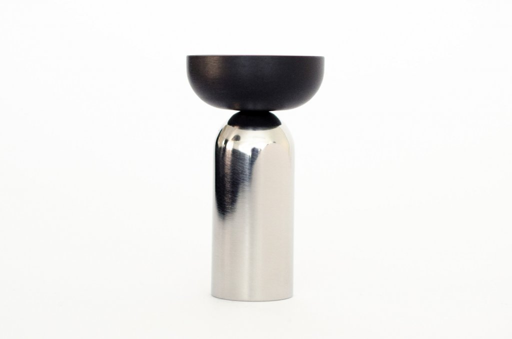 Nickel and Black "Pedestal Bowl" Round Cabinet Knob and Hook - Euro • Knobs