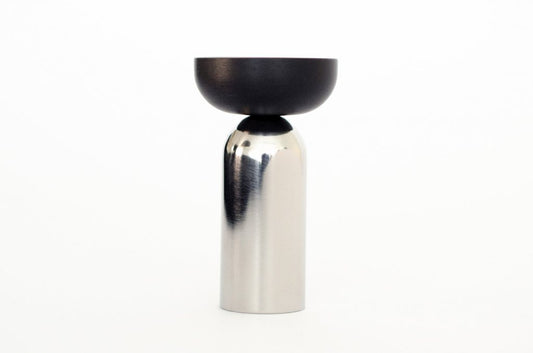 Nickel and Black "Pedestal Bowl" Round Cabinet Knob and Hook - Euro • Knobs