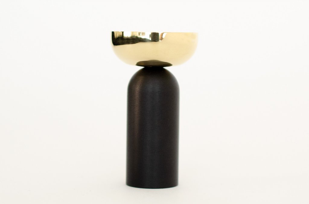 Brass and Black "Pedestal Bowl" Round Wall Hook - Euro • Knobs