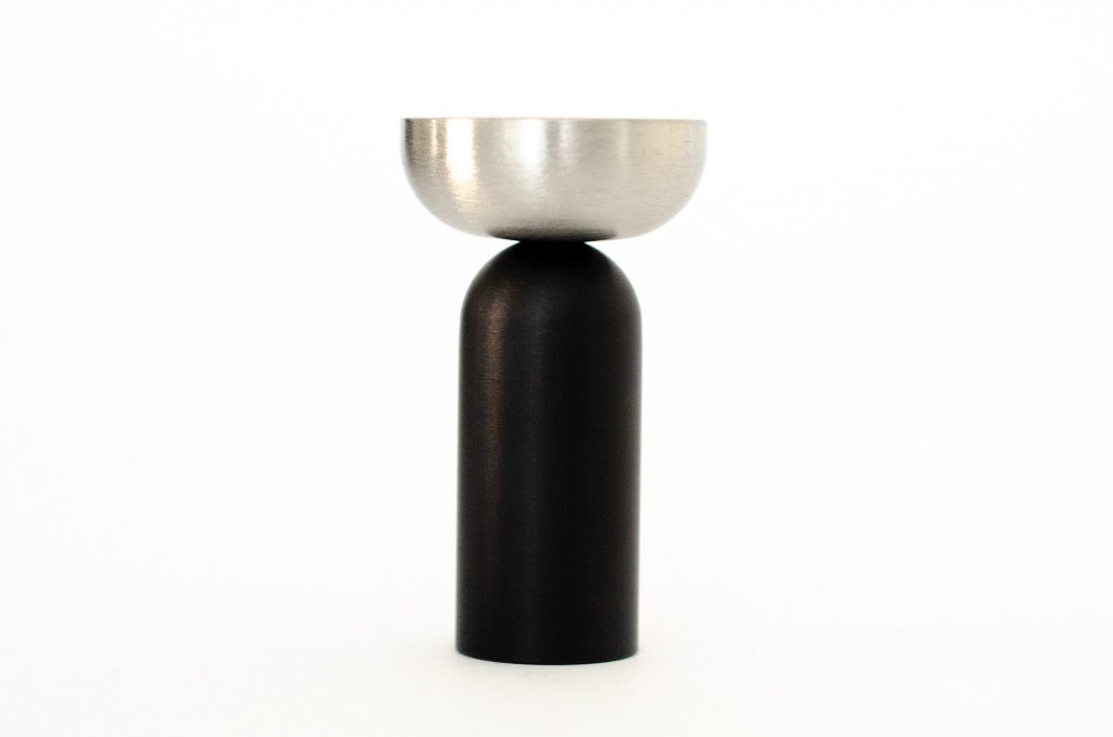 Nickel and Black "Pedestal Bowl" Round Cabinet Knob and Hook - Euro • Knobs