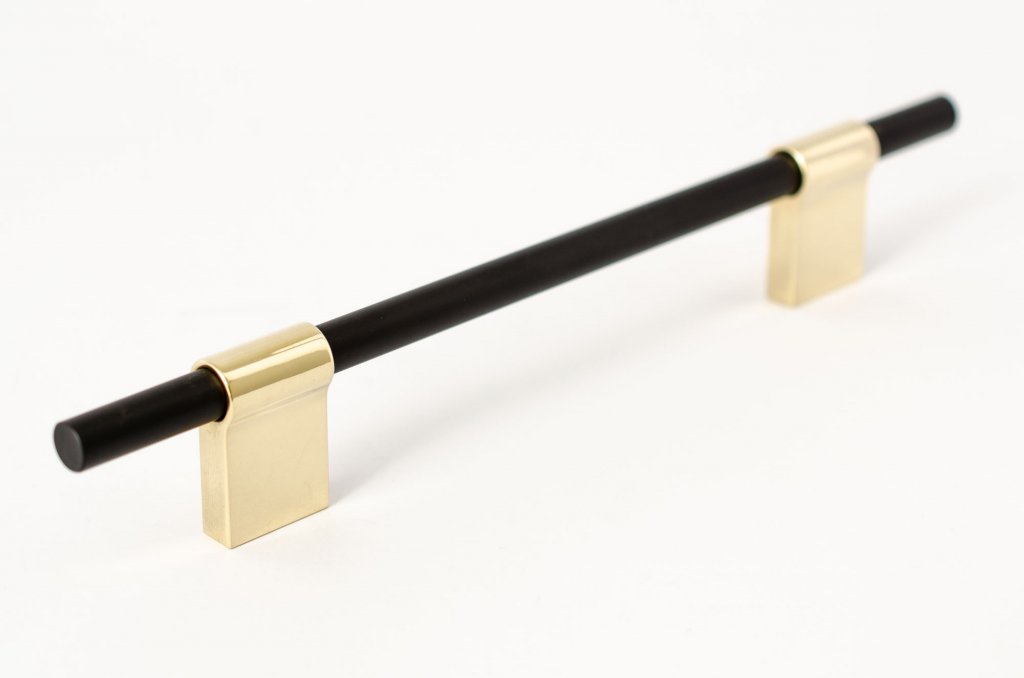 T-Bar "Line" Black and Brass Drawer Pulls Cabinet Hardware - Euro • Knobs