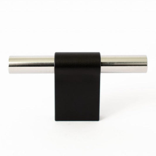 T-Bar "Line" Nickel and Black Cabinet Knob - Euro • Knobs