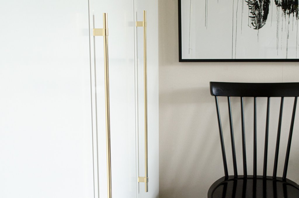 Line Brushed Brass Appliance Pulls - Euro • Knobs