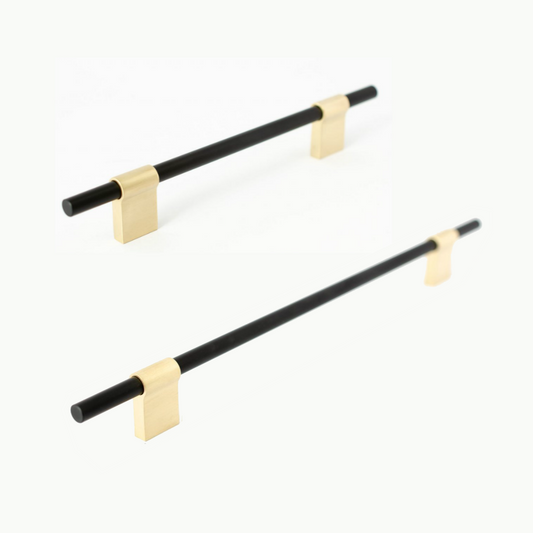 T-Bar "Line" Black and Brass Drawer Pulls Cabinet Hardware - Euro • Knobs