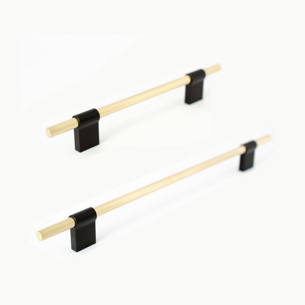 T-Bar "Line" Brass and Black Drawer Pulls Cabinet Hardware - Euro • Knobs