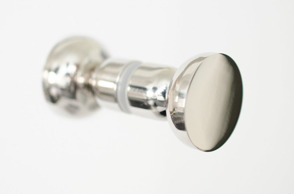 Glass Shower "Pedestal" Round Polished Nickel Back to Back Door Knob - Euro • Knobs