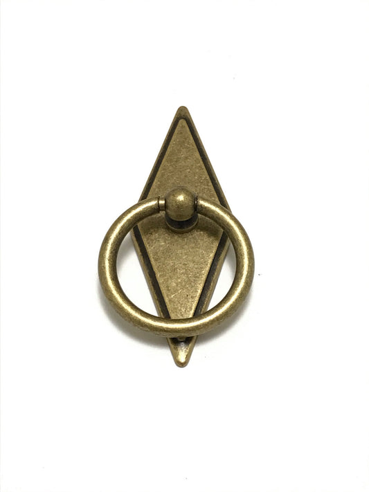 Rhombus "Ella" Antique Bronze Ring Drawer Pulls with Backplate - Euro • Knobs