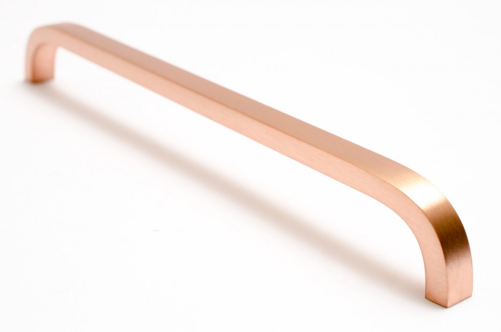 Long "Curve" Brushed Copper Cabinet Drawer Pulls and Closet Handles - Euro • Knobs