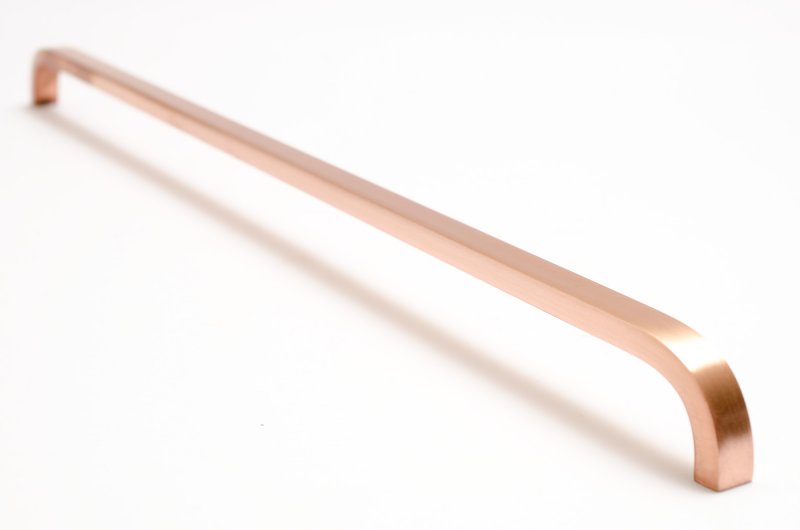 Long "Curve" Brushed Copper Cabinet Drawer Pulls and Closet Handles - Euro • Knobs